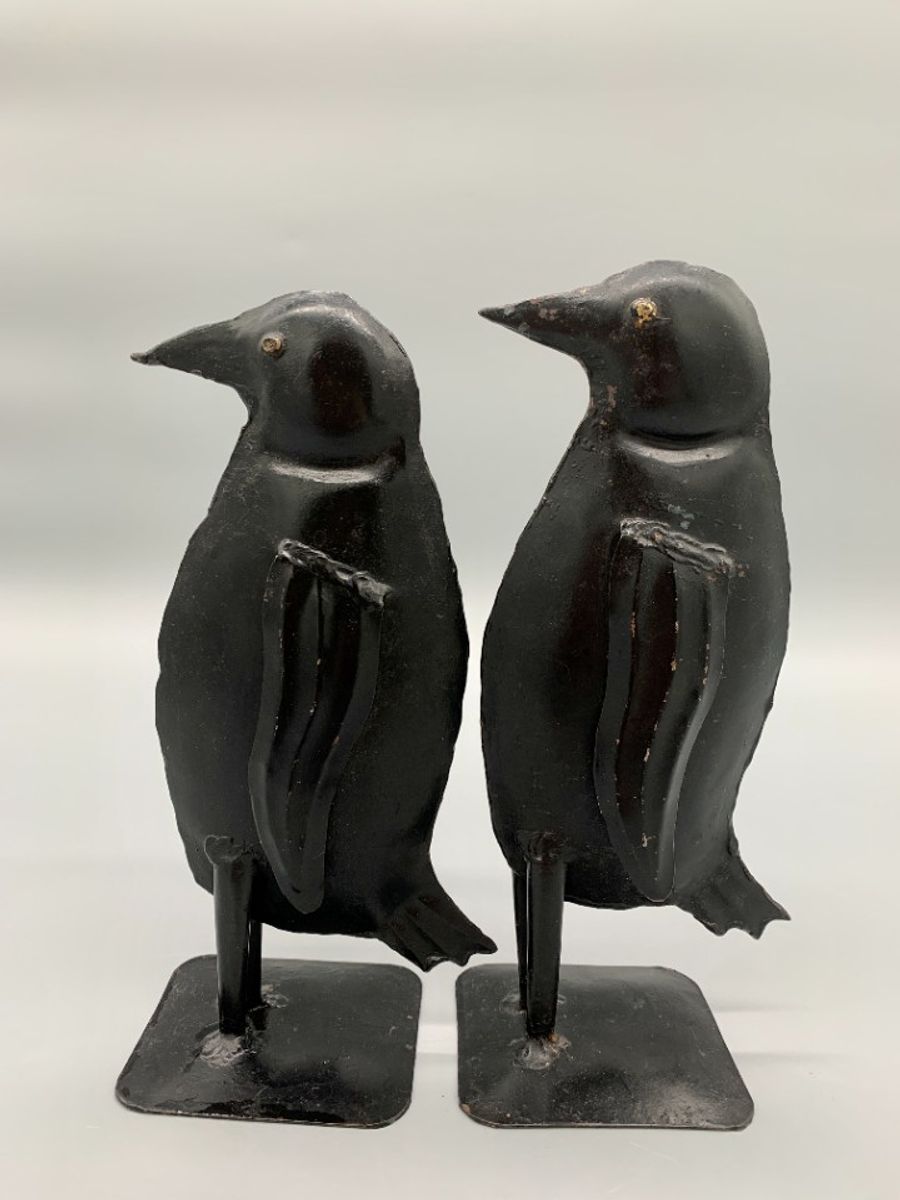 Set Vintage Metalen Pinguïns Zwart Handgemaakt image 4