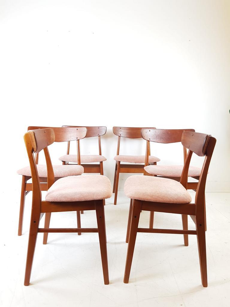 6 Deense Eettafel Stoelen Farstrup Nieuw Gestoffeerd Roze image 4