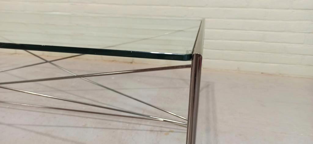 Vintage Postmodern Glas En Metaal Salontafel image 11