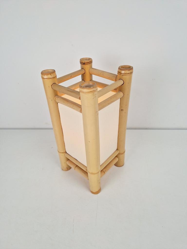 Vintage Bamboe Canvas Lamp Boho image 6