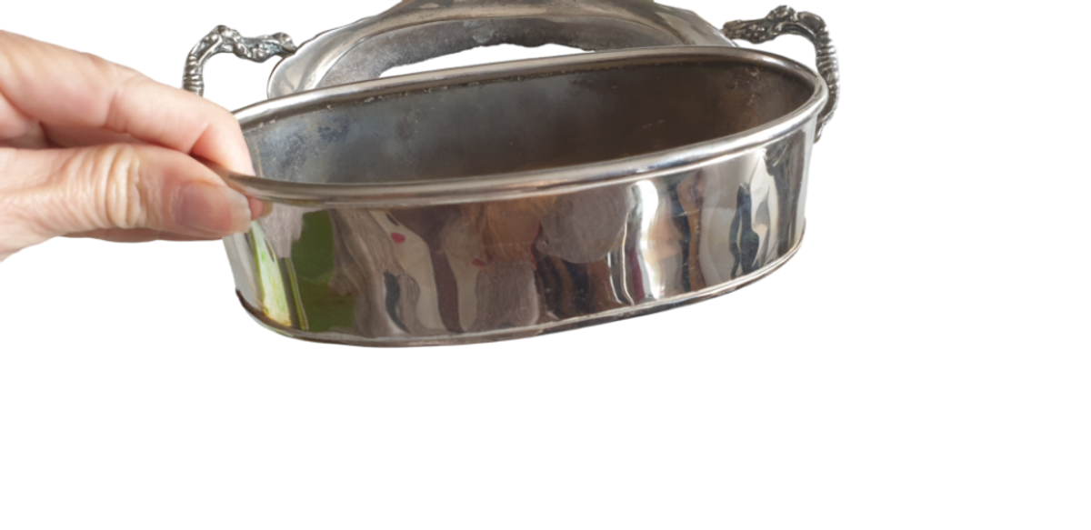 Prachtige Metalen Jardiniere, Verzilverd? Metalen Binnenbak image 5