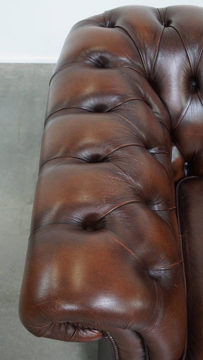 Luxe En Imposante In Goede Staat Verkerende Rundleren Chesterfield Clubfauteuil In Engelse Stijl image 6