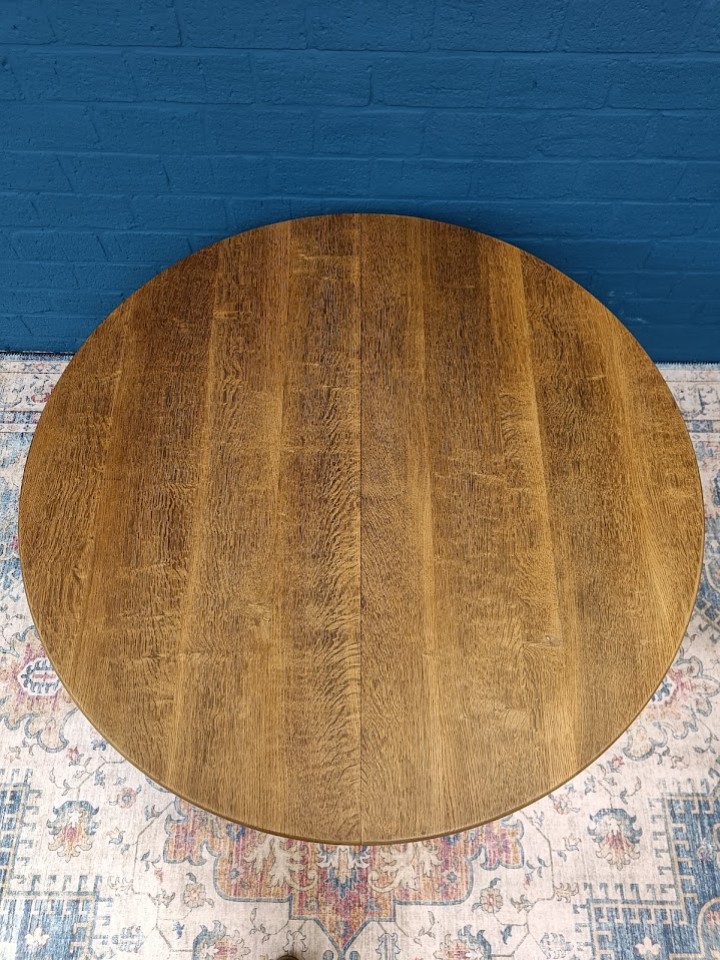 Vintage Eiken Ronde Tafel, Deens Design Van Henning Kjaernulf, image 9