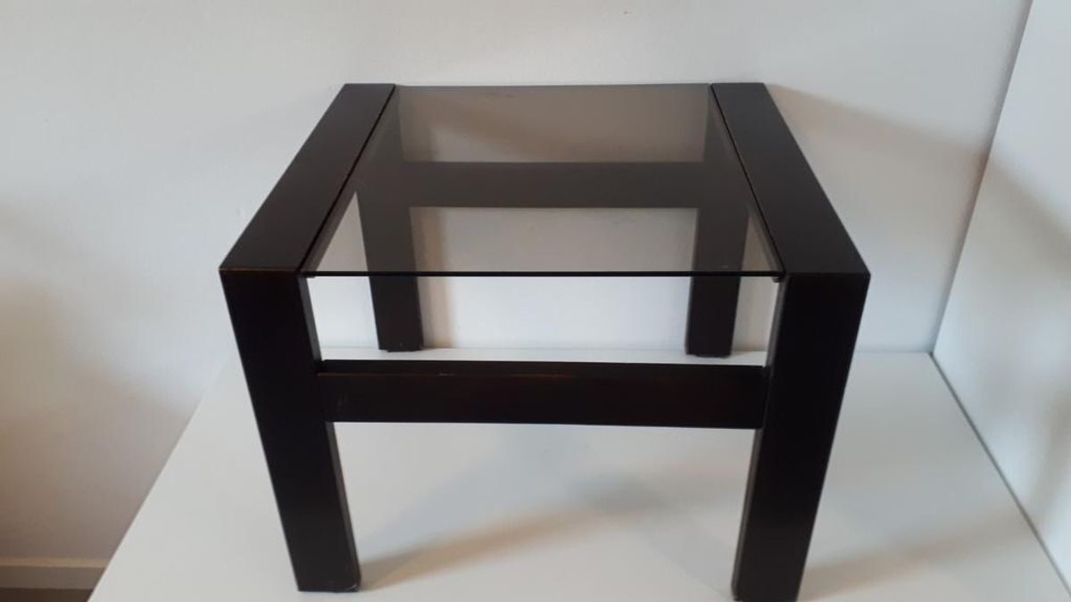 Vintage Bijzettafel Salontafel Jaren 70 Rookglas image 2