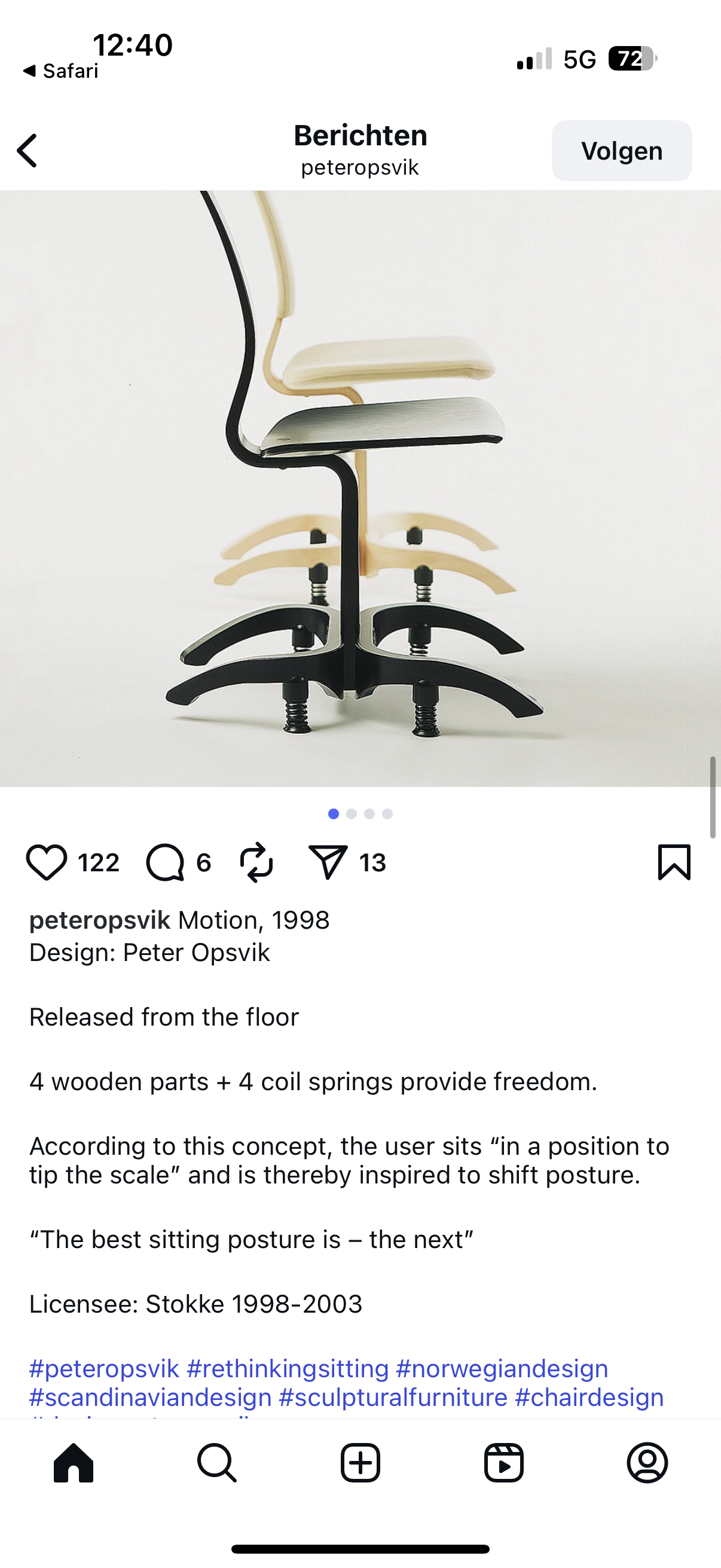 Peter Opsvik - Stokke - Motion - (1998) Ergonomically Shaped Rocking Chair - Extremely Rare Model image 9