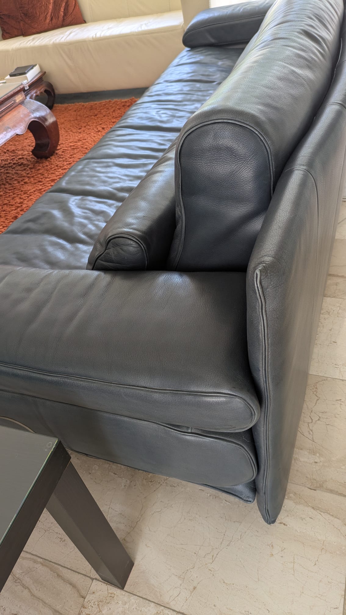 Rolf Benz 6500 Bank In Donkerblauw Leer, 2.5-zits image 4