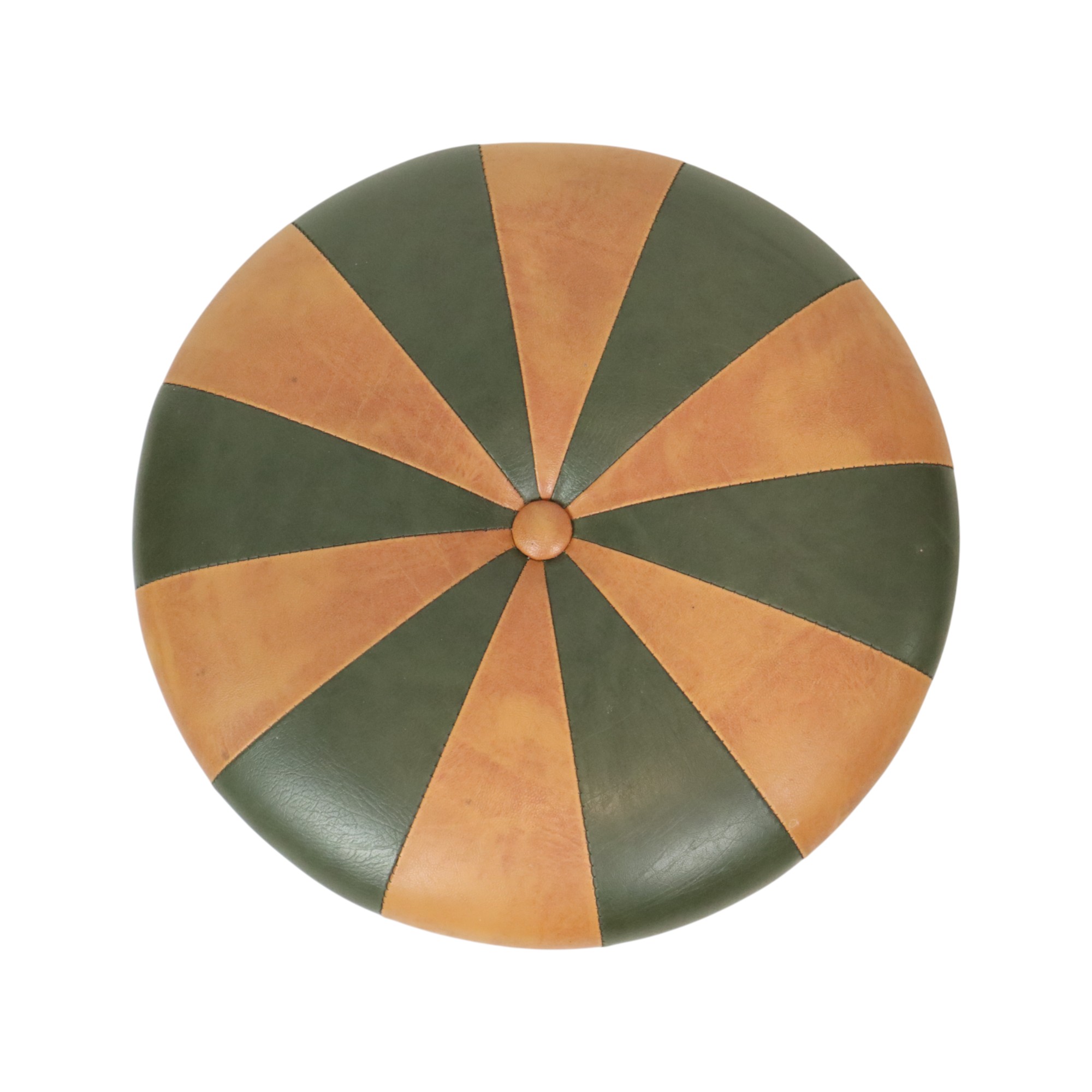 Ronde Vintage Poef Groen Bruin Tweekleurig Skai Sixties image 8