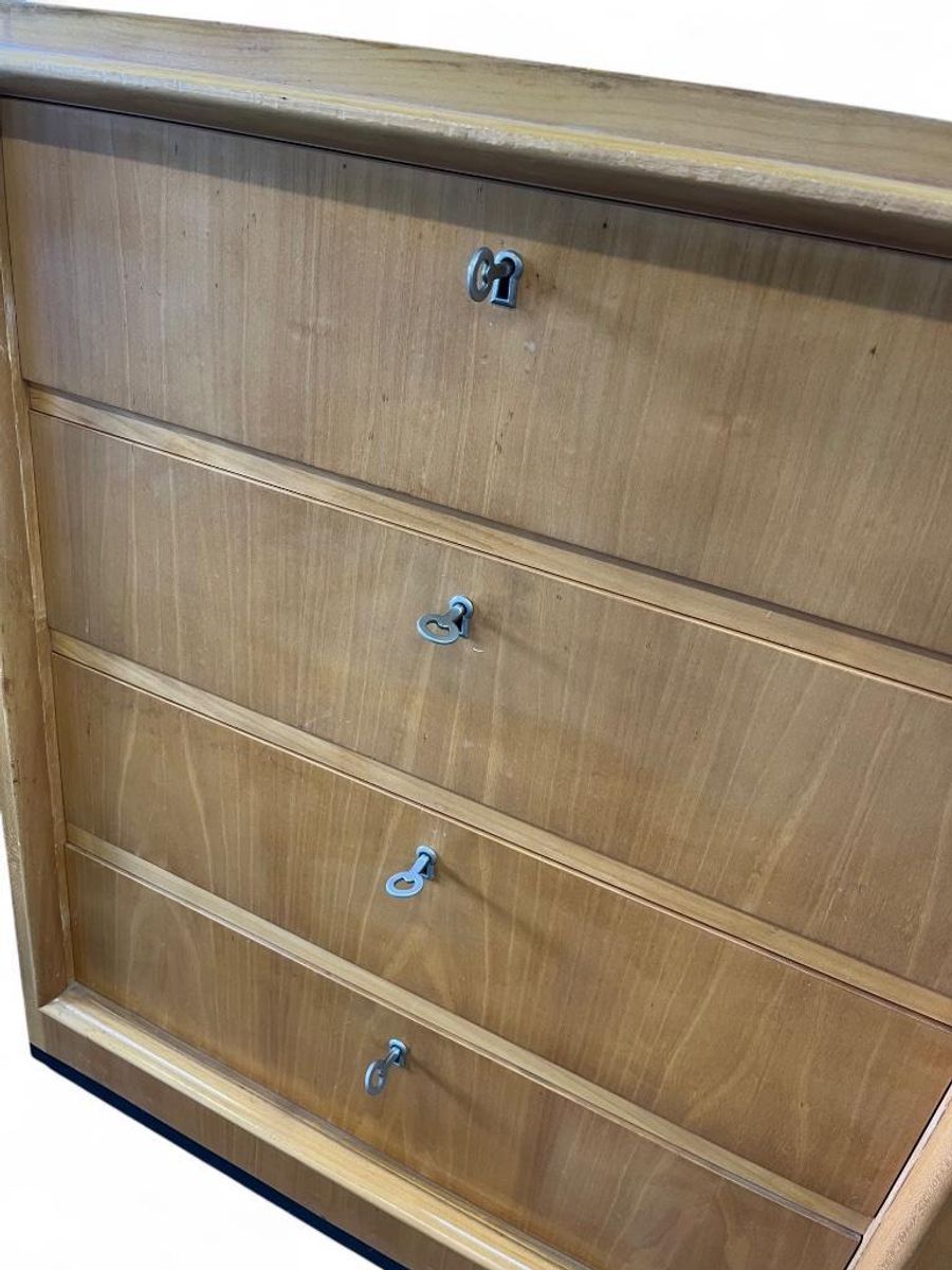 Vintage Houten Ladekast Kast – 4 Lades Met Metalen Grepen image 10