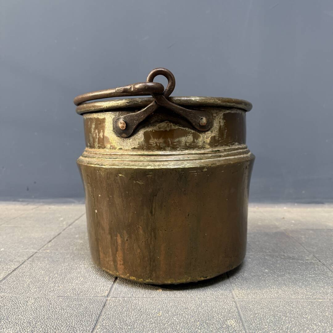Antieke Geel Koperen Pot Of Ketel image 9