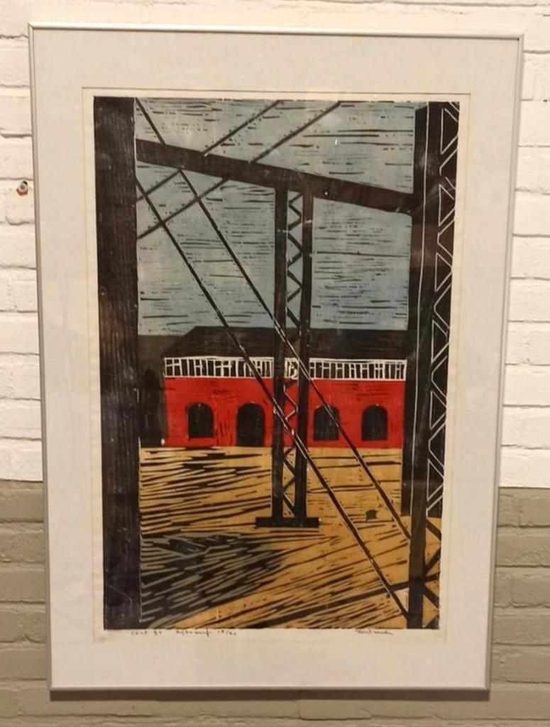 "rijkswerf", Piet Lont, 1995, Houdsnede Op Japans Papier image 9
