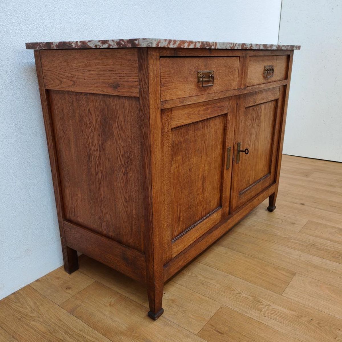 Vintage Frans Dressoir Commode, Ladekast Bakamermeubel Met Marmer Blad image 8