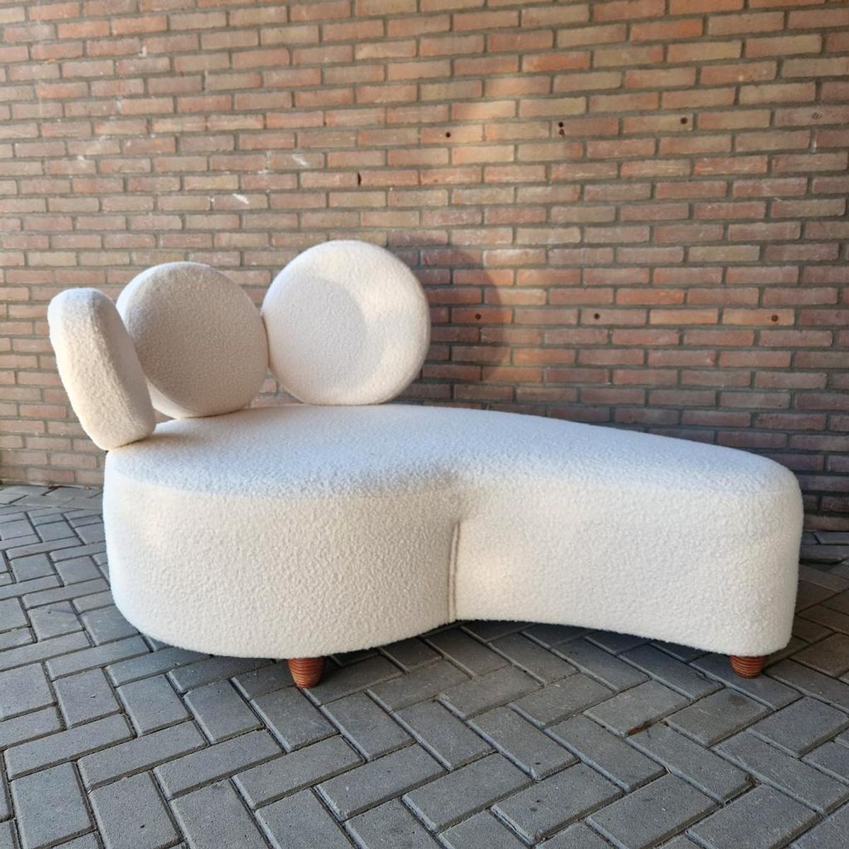 Shaise Longue Bank Nieuw Bekleed Teddy Stof Bank image 9