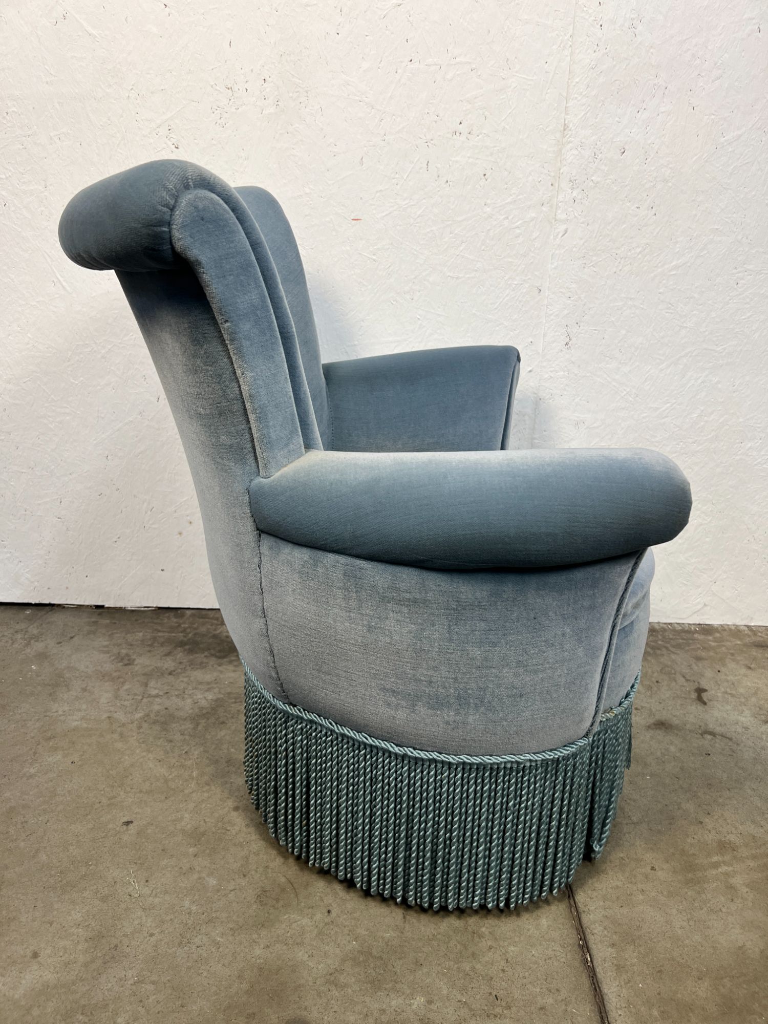 Vintage Cocktailstoel, Frankrijk 1960's, Blauw Velours image 12