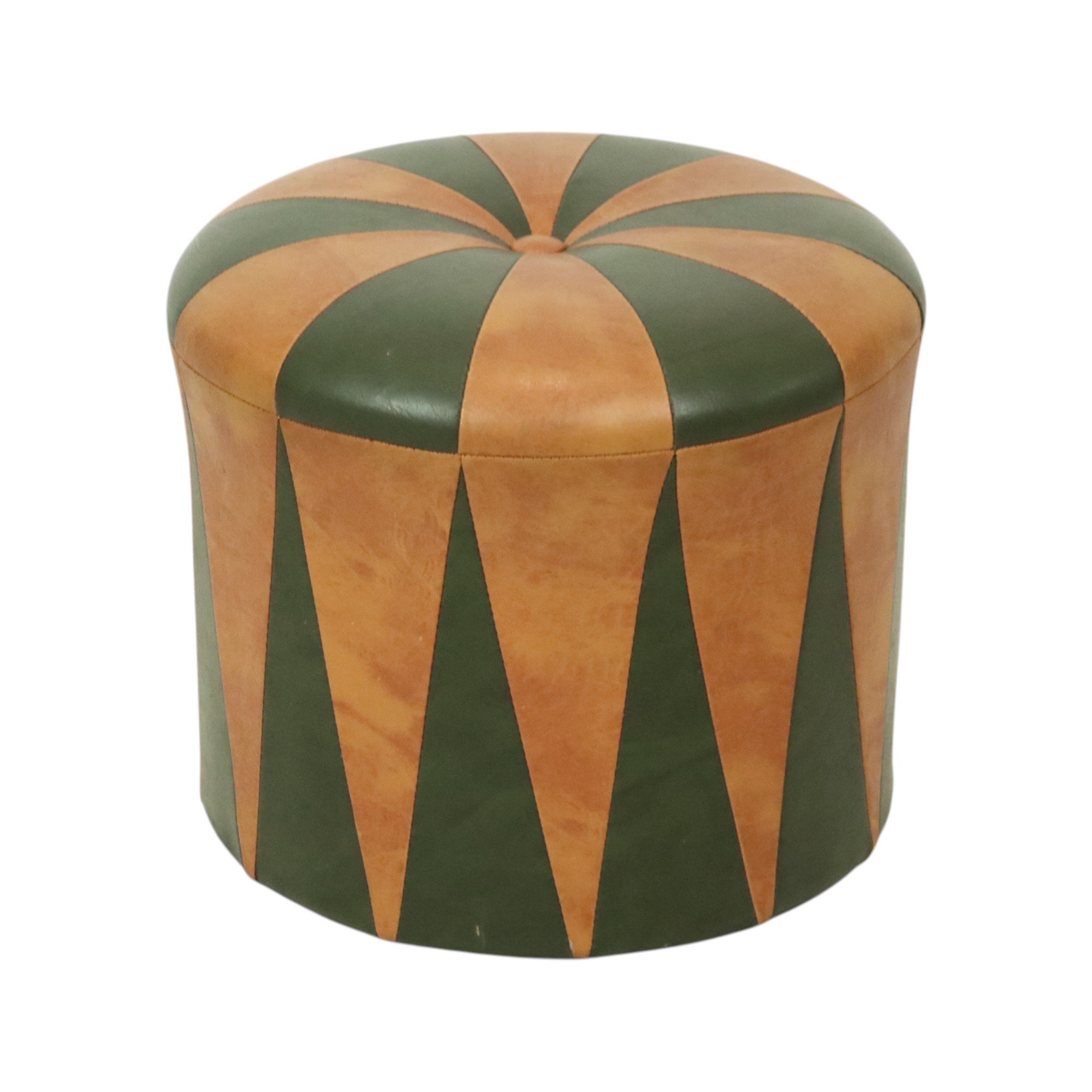 Ronde Vintage Poef Groen Bruin Tweekleurig Skai Sixties image 2