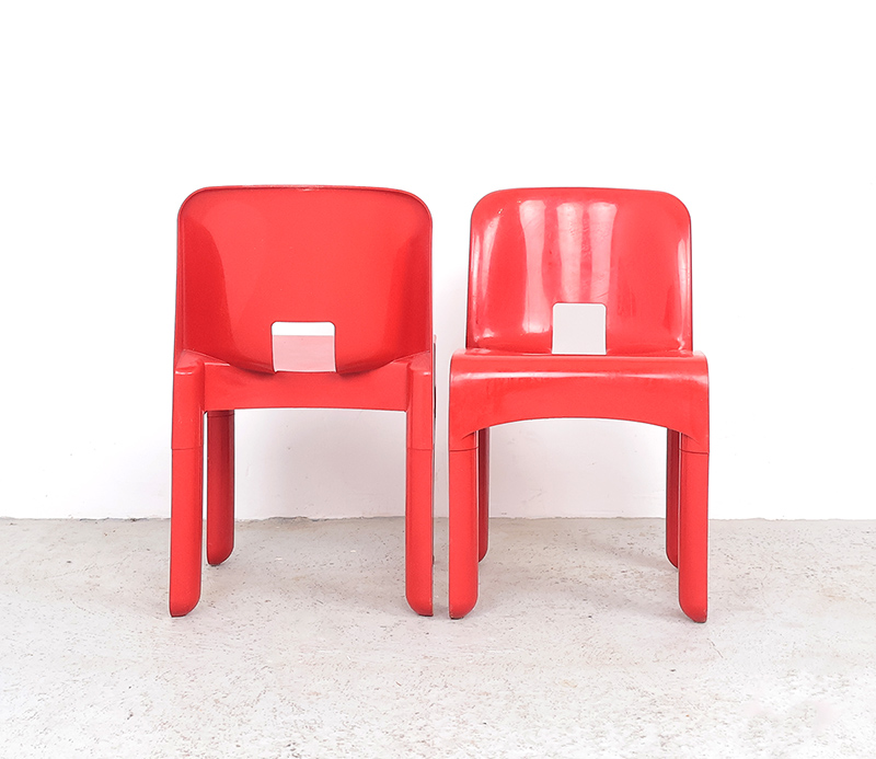 Joe Colombo Universal Stoelen Rood, 1960s image 5