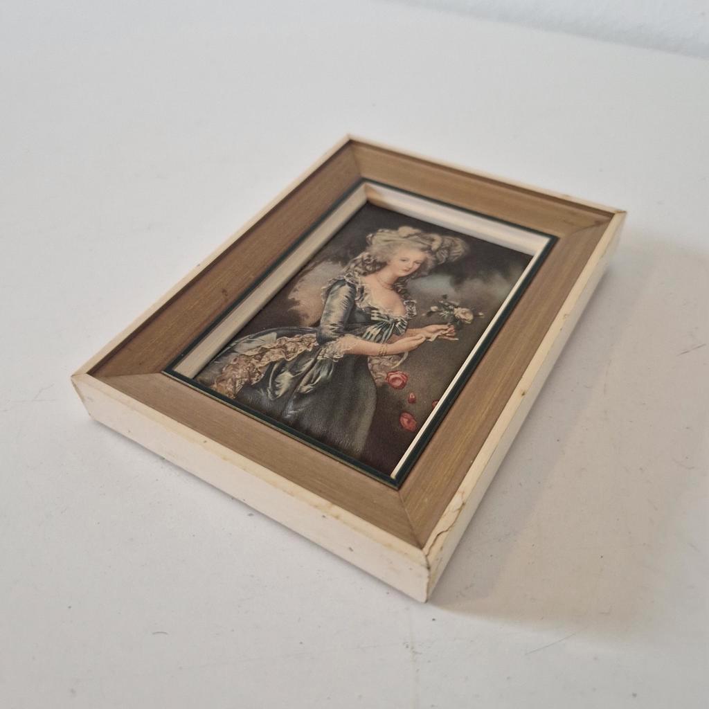 Vintage Zijde Lijstje Kitsch Mini Schilderijtje image 5