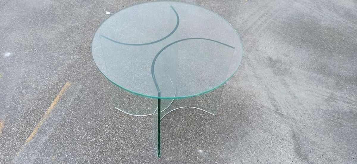 Vintage Postmodern Glazen Bijzettafel, Rond image 3