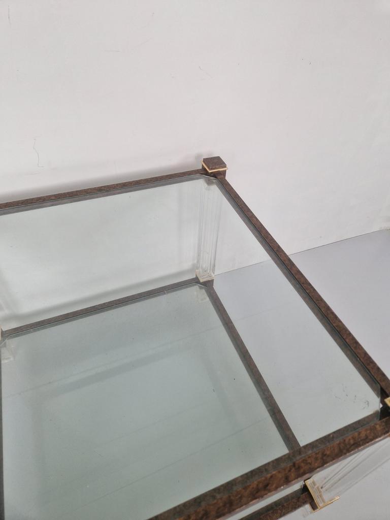 Hollywood Regency Glas En Perspex Bijzettafel Vintage image 7