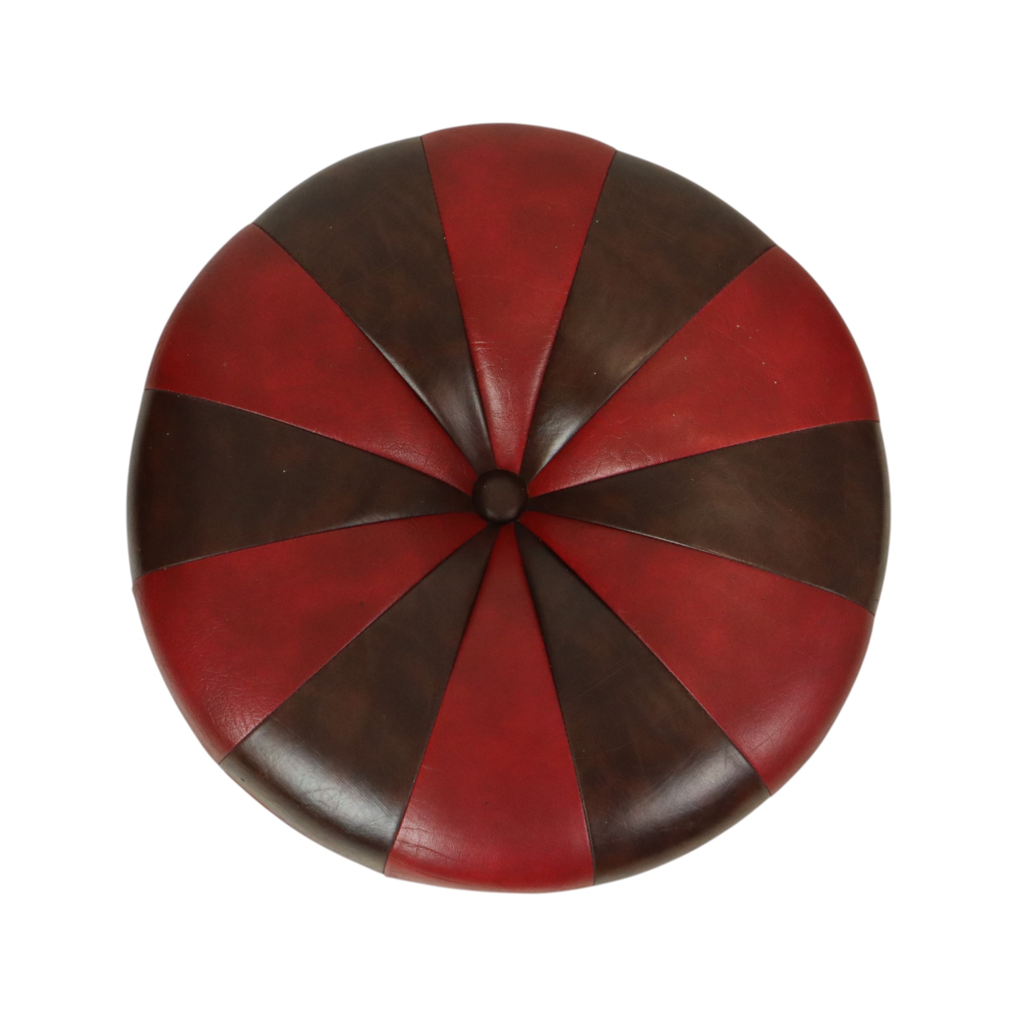 Ronde Vintage Poef Bruin Rood Tweekleurig Skai Sixties image 6