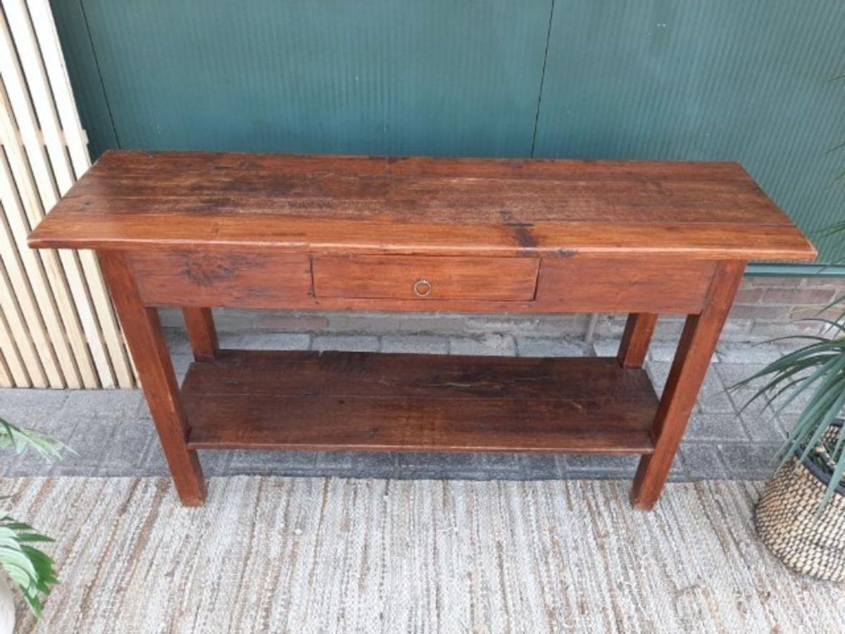 Robuuste Teak Houten Side Table Haltafel Landelijke Sidetable image 7