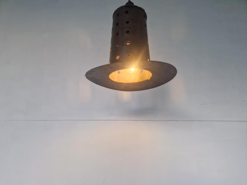 Vintage Metalen Brutalist Hanglamp image 5