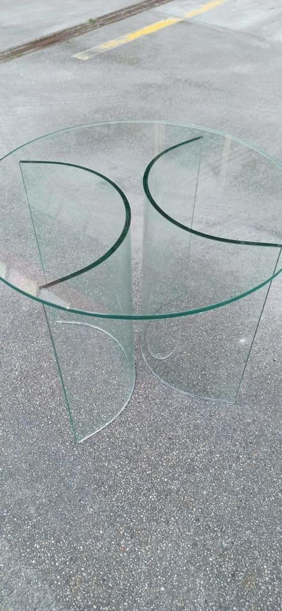 Vintage Postmodern Glazen Bijzettafel, Rond image 6
