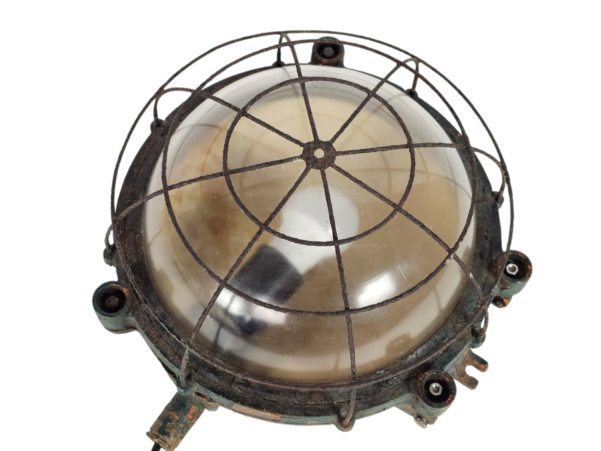 Industriële Gietijzeren Kooilamp - Muurlamp - Buitenlamp - Gal - Frankrijk - 50's image 7