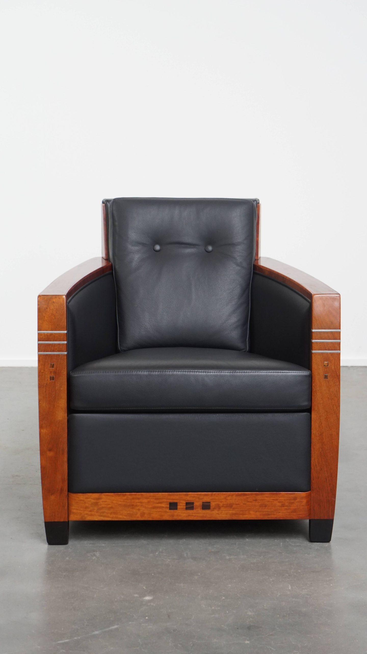 Luxe Art Deco Schuitema Design Fauteuil Model Frank Uit De Decoforma Serie Met Zwart Leer image 3