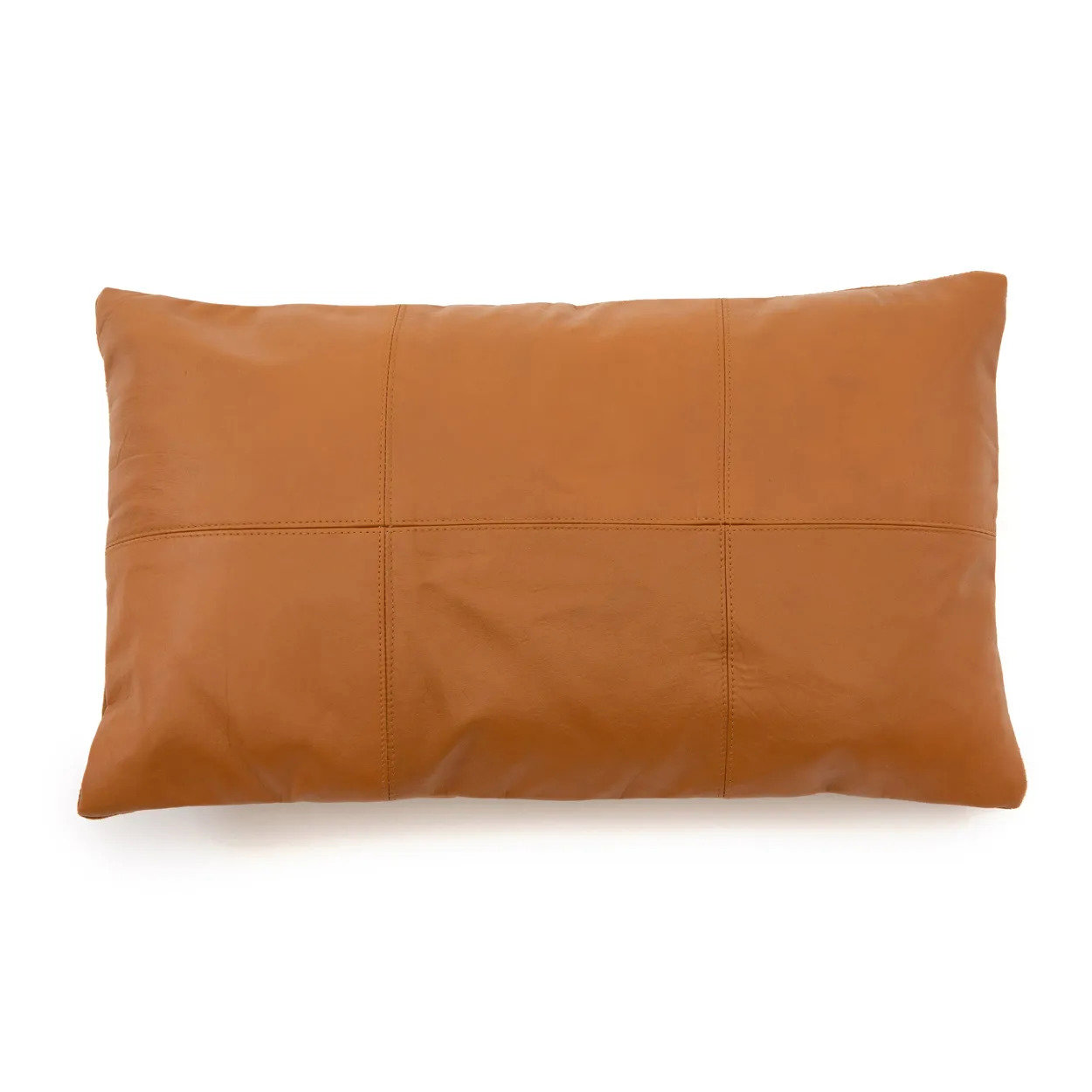 Bazar Bizar | Het Six Panel Leather Kussenhoes - Camel - 30x50 image 2