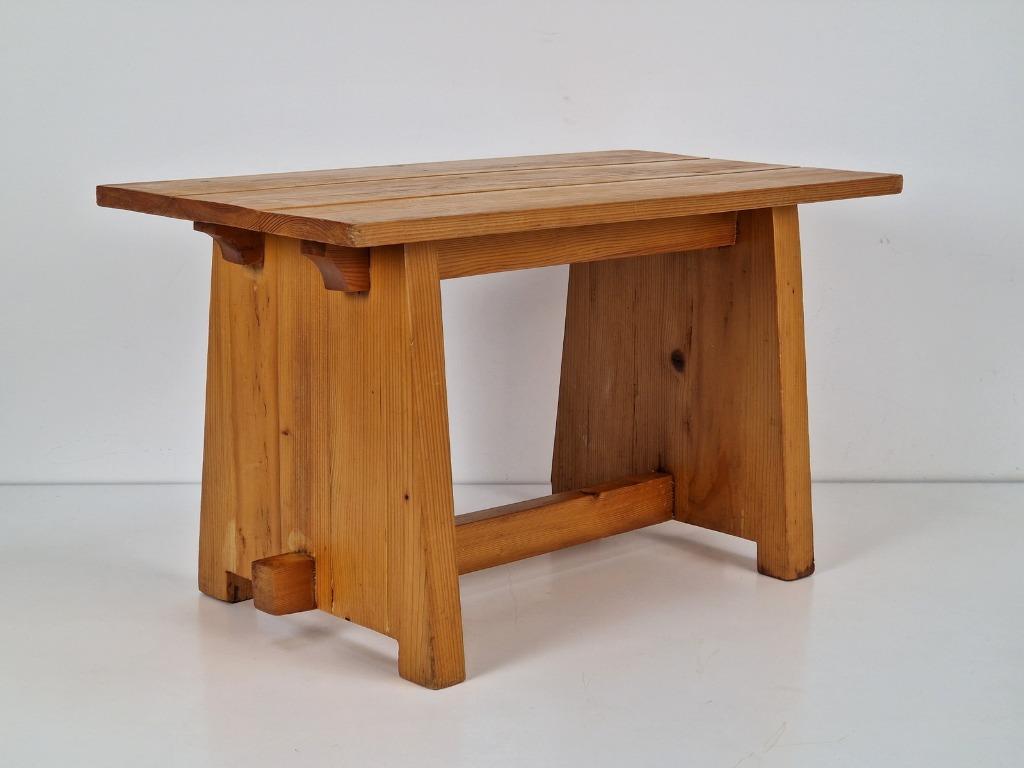 Vintage Scandinavian Modern Pinewood Bankje '70 Kruk Japandi image 2