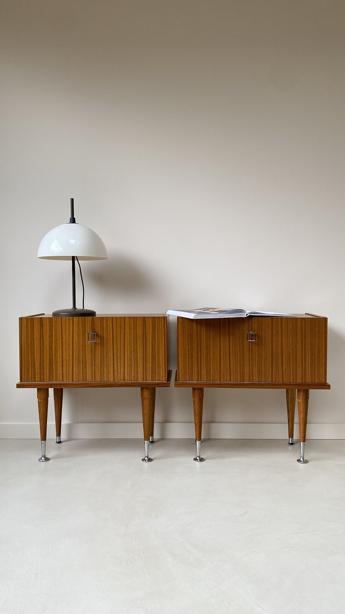 Vintage Set Teak Houten Nachtkastjes image 6