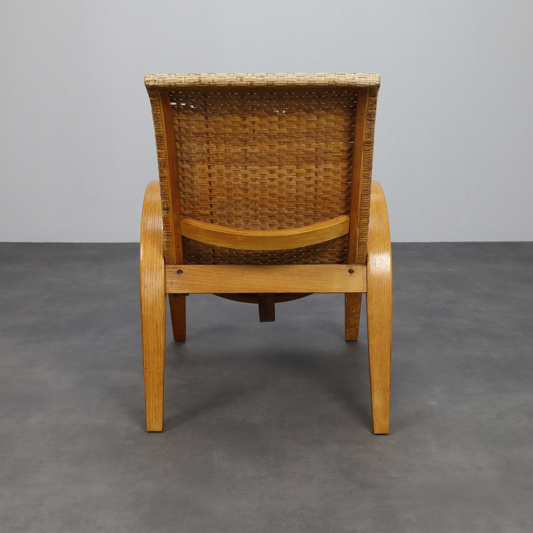 Rare Armchair In Wood And Woven Rattan, 1960s image 5