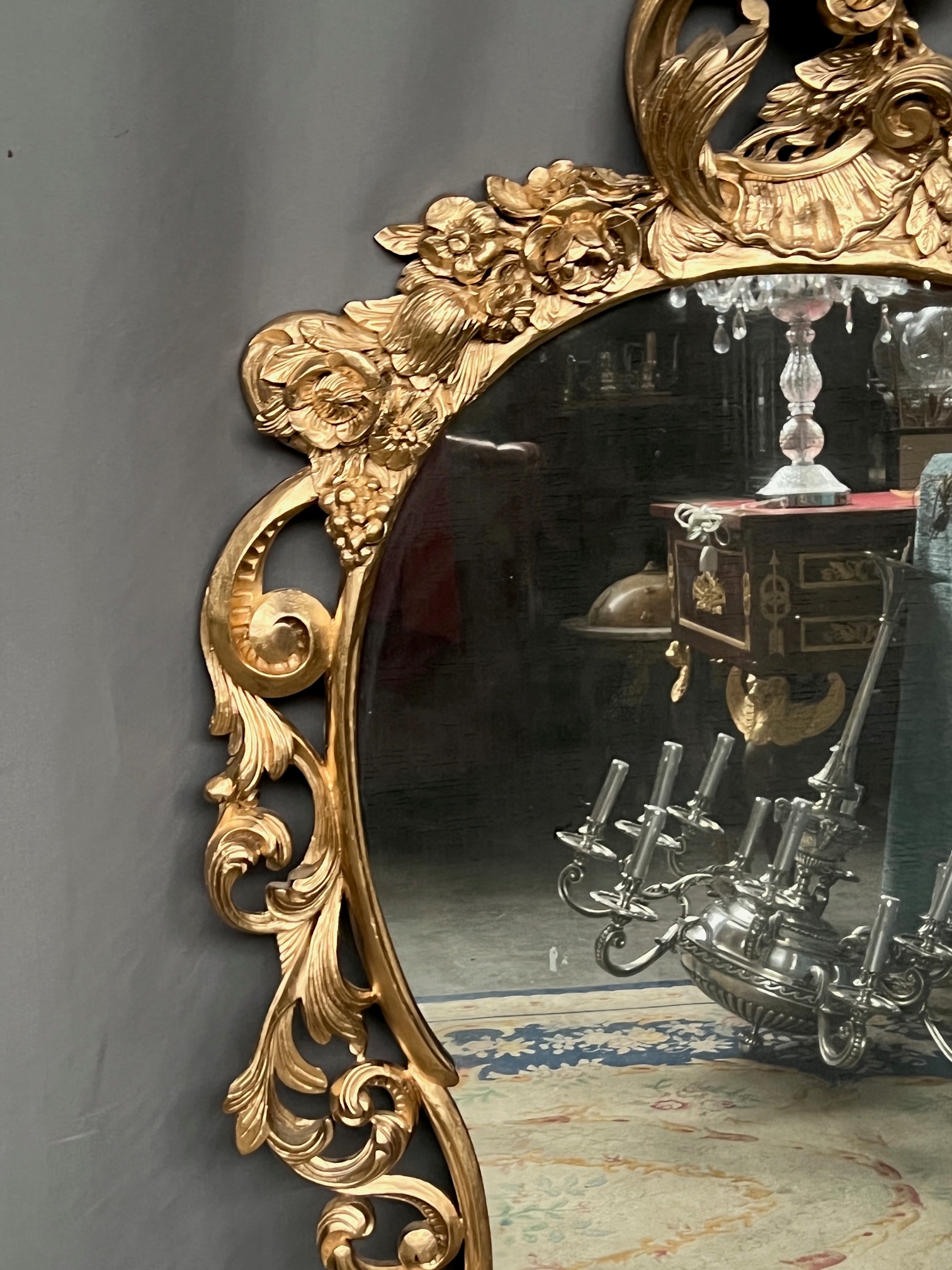 Antieke Houten Spiegel In Rococostijl. image 5