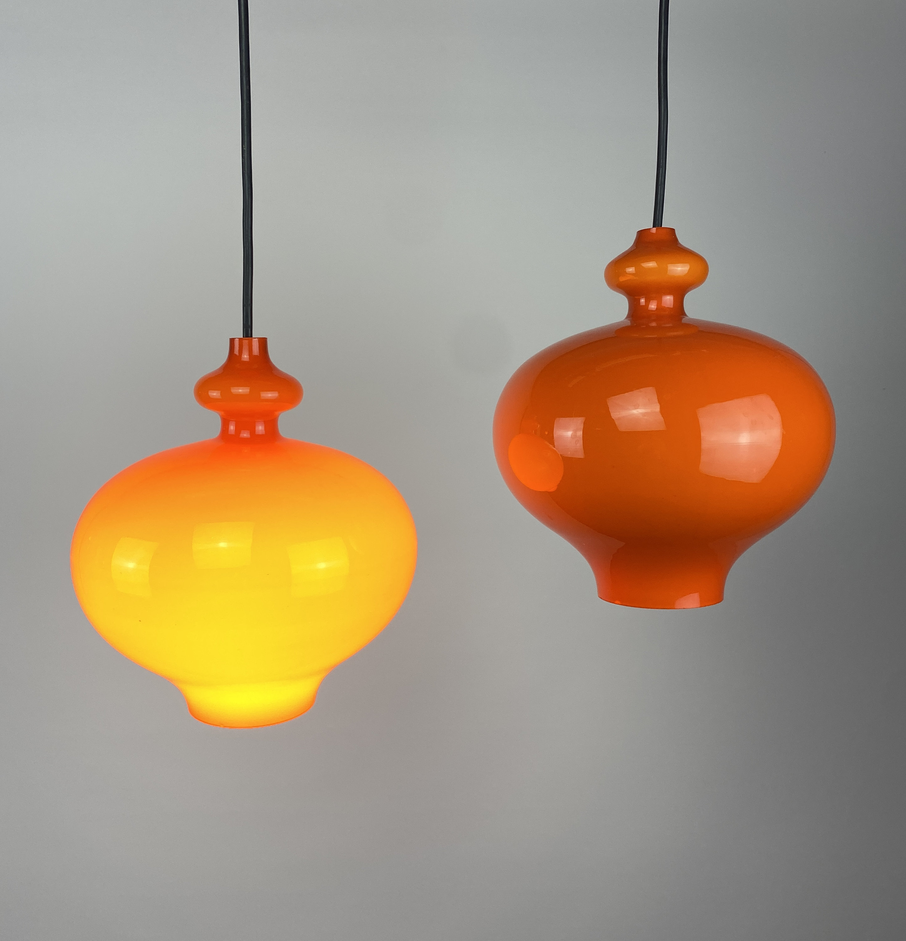 1 Of 2 Orange Glass Pendant Light 'oplight' By Hans Agne Jakobsson For AB Markaryd image 11