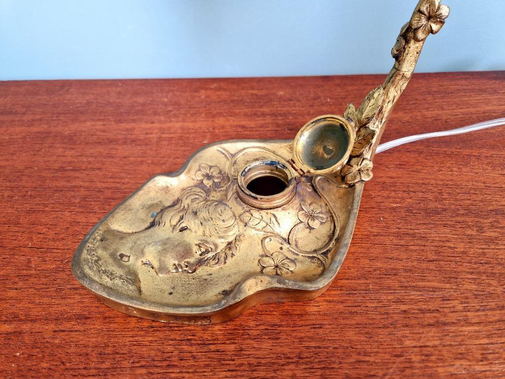 Art Nouveau-lamp In Verguld Brons, Eind 19e Eeuw. image 4