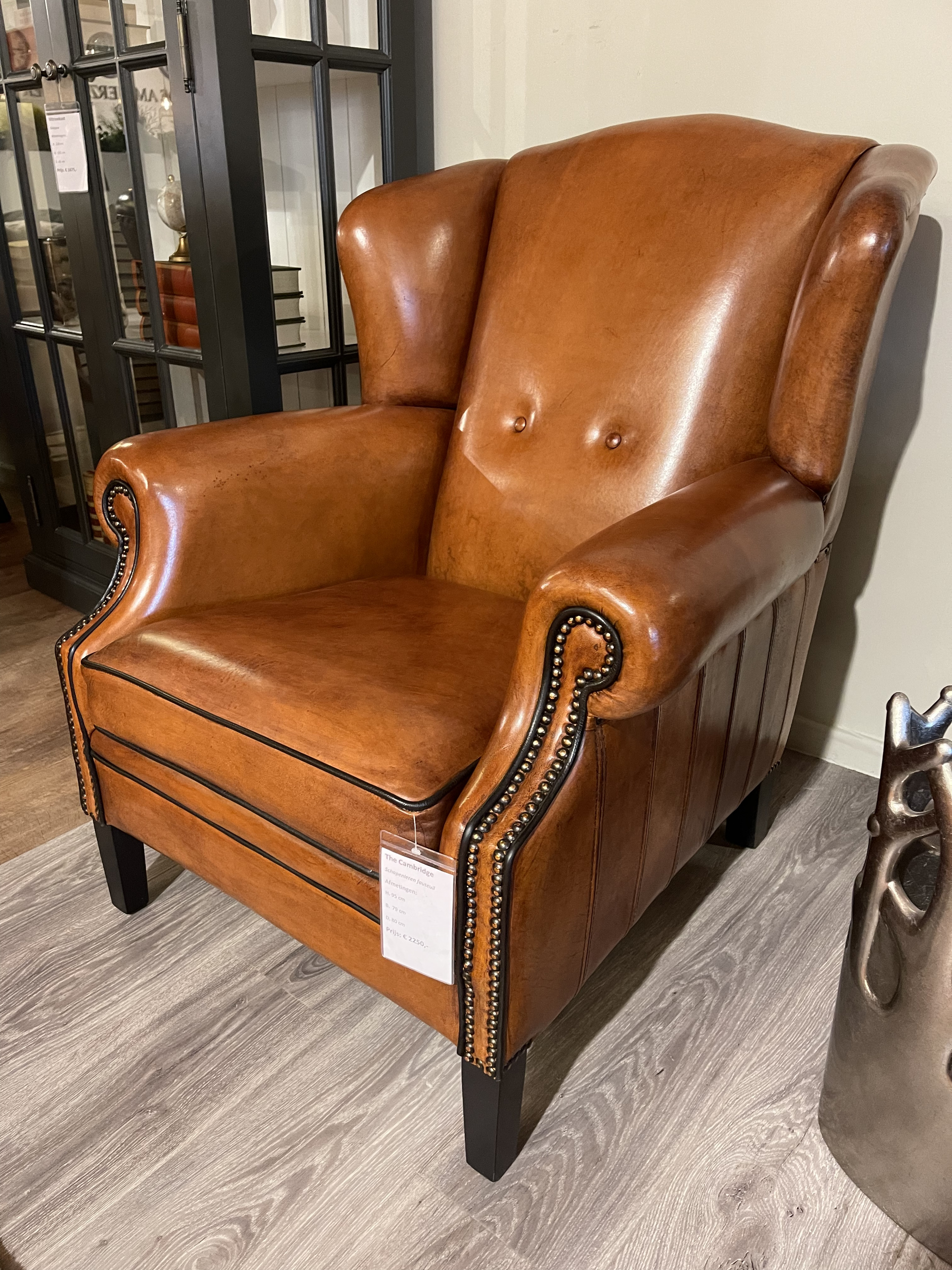 Cambridge Schapenleren Oorfauteuil Cognac Schaapsleder image 4