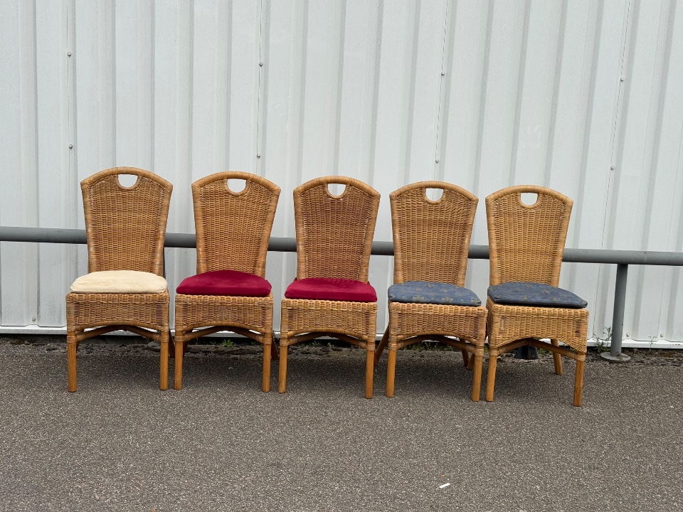 Vintage Wicker Chairs, Set Of 5 image 13