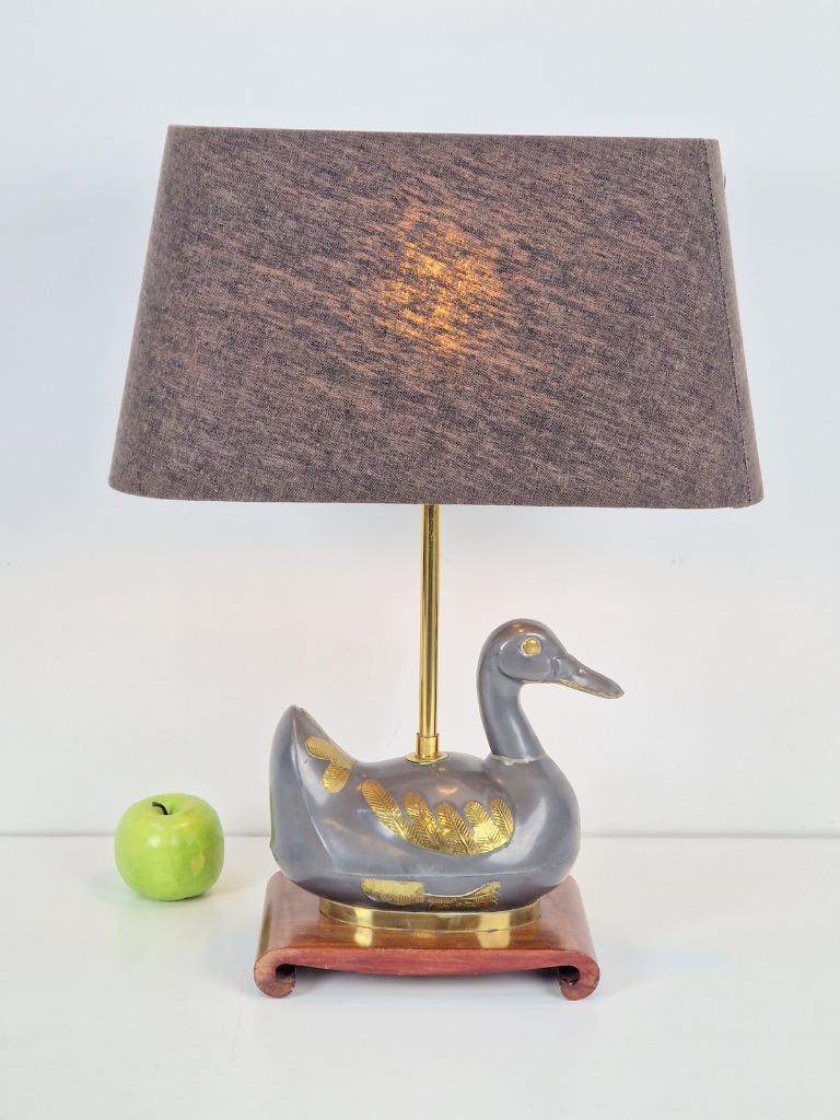 Vintage Eend Tafellamp Messing Mid Century ´70 Regency Lamp image 7