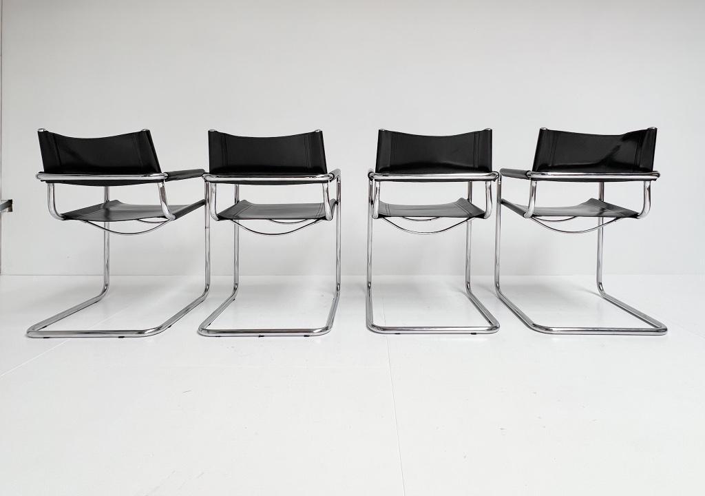 Set Van 4 Lederen Mart Stam S34 Stoelen, 1970's image 15