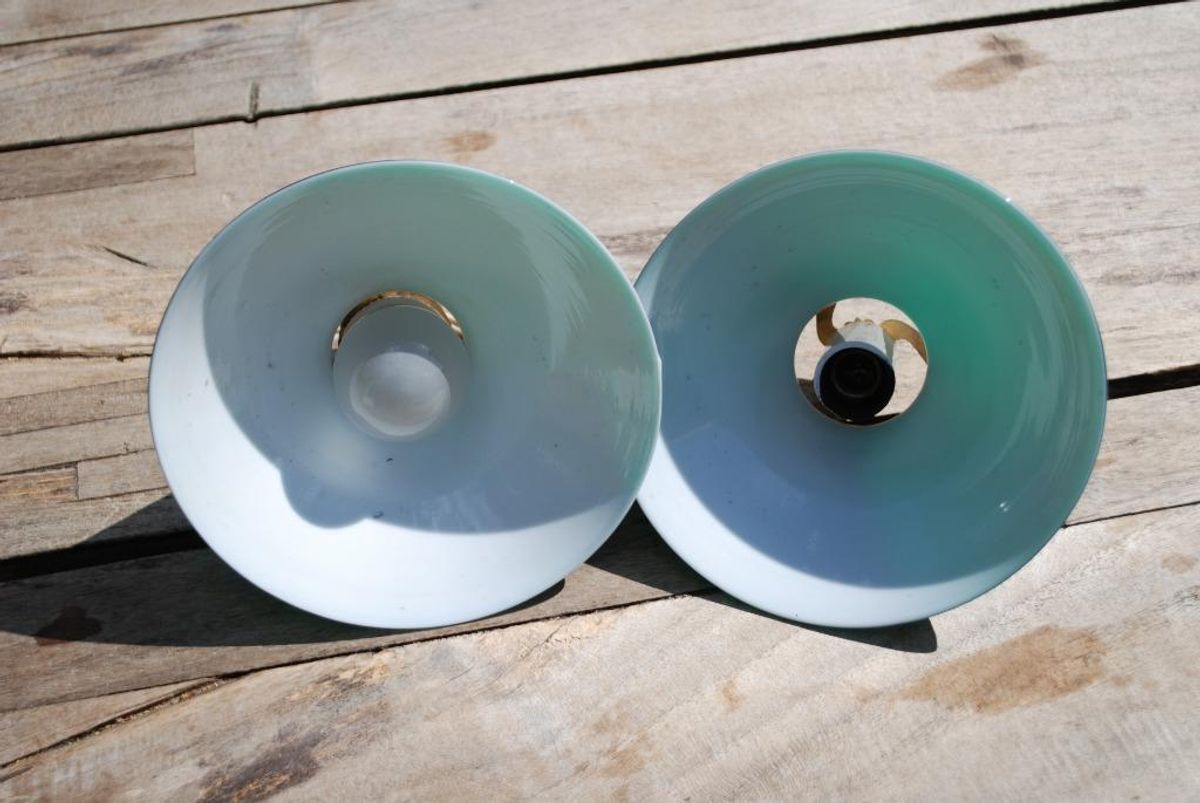 Antieke Groene Hanglampjes Glas image 5