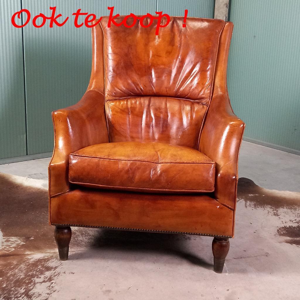 Grote Schapenleren Vintage Engelse Oorfauteuil image 14
