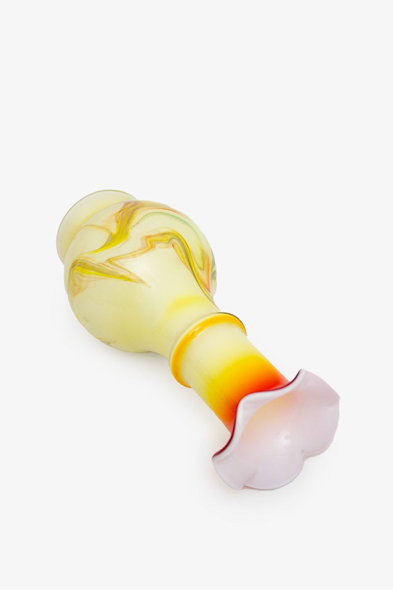 60’s Dalian Glass Co Murano Vaas Geel Oranje Aquarel image 3
