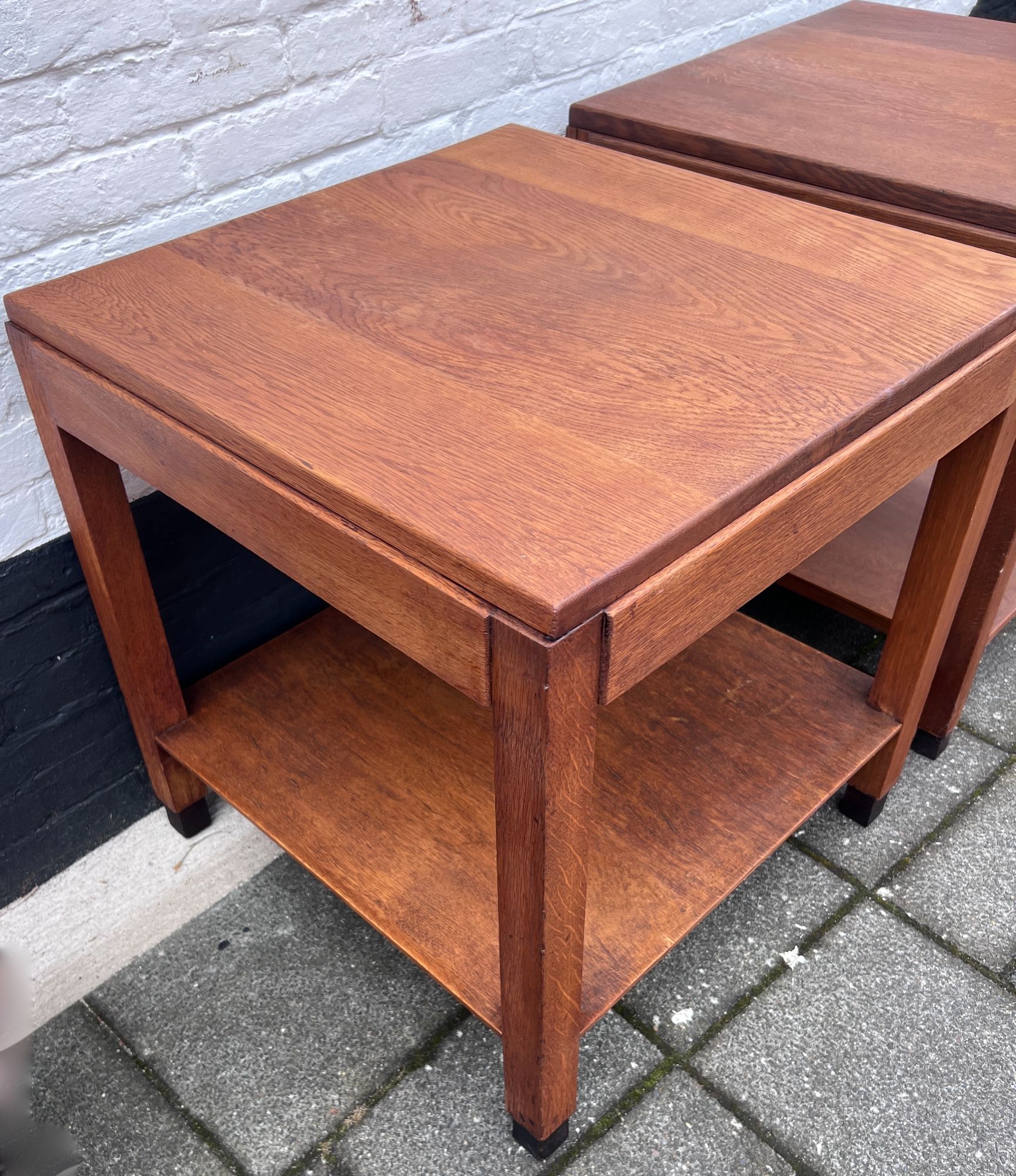 Set Van 2 Bijna Identieke Eiken Tafels Met Onderblad 61 Cm Hoog image 9