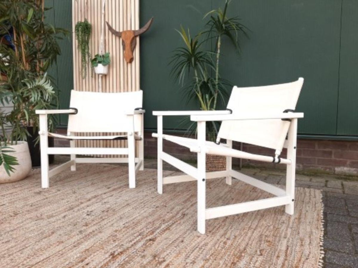 Set 2 Deense Safari Chairs Vintage Design Fauteuil Tuinstoel image 2