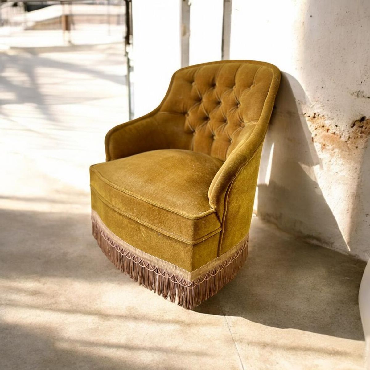 Vintage Eenzit / Zetel / Fauteuil Met Franjes image 5