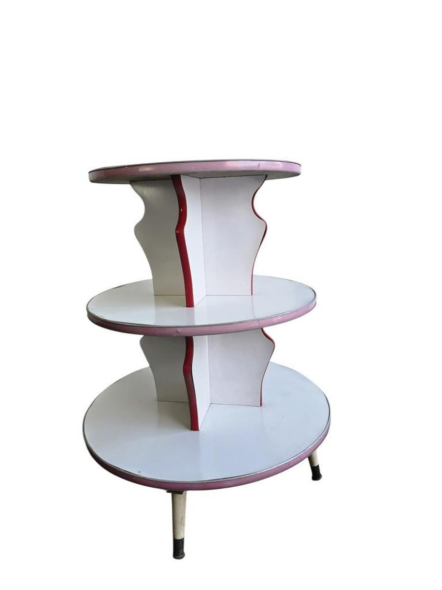Vintage Ronde Etagere / Winkelrek / Vitrine image 3