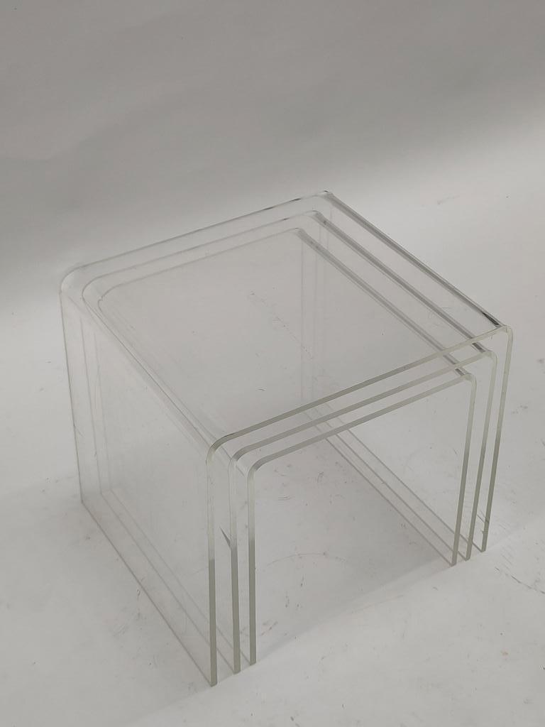 Vintage Set Bijzettafeltjes Plexiglas Nesting Tables Aqryl image 3