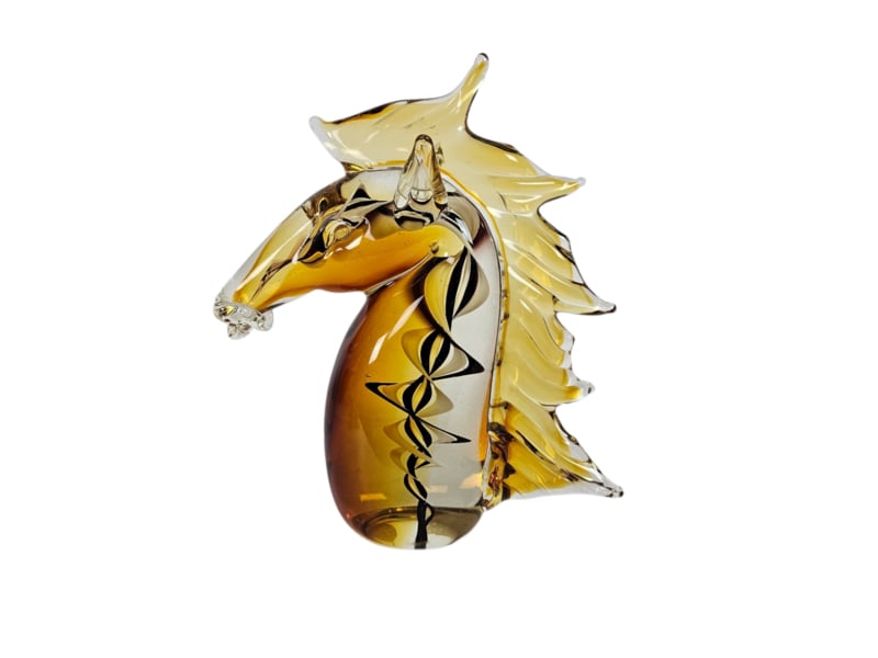 Murano Glas - Sculpture - 'horse Head' - Amber Glas - 3e Kwart 20e Eeuw image 2