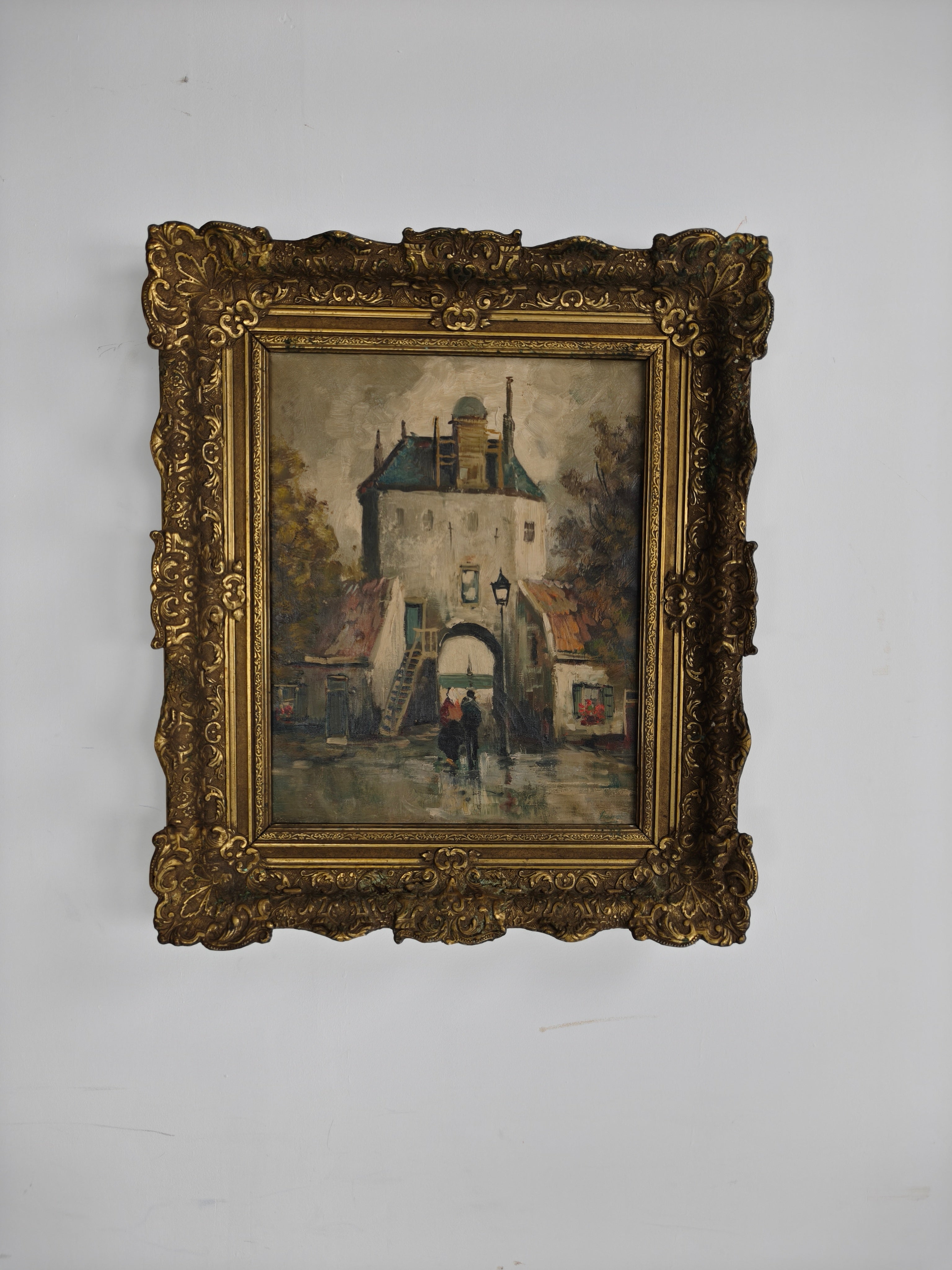 19th-century Oil Painting – City Gate Of Harderwijk, The Netherlands image 2