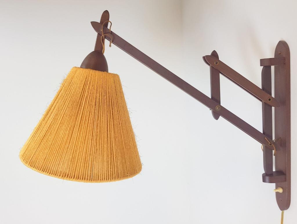 Vintage Fog & Mørup Teak Wandlamp Schaarlamp Rope 60 Denmark image 11